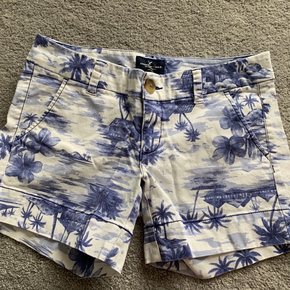 White/Purple American Eagle Outfitters Midi Shorts